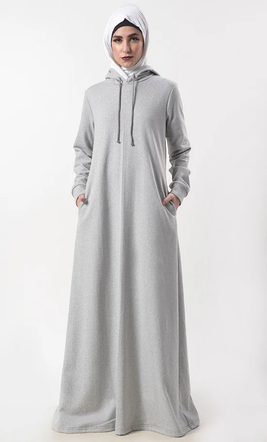 Women’s Warm Fleece Hooded Abaya with Pockets