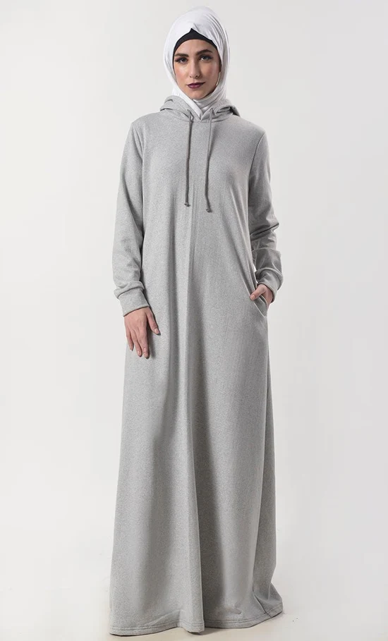 Women’s Warm Fleece Hooded Abaya with Pockets