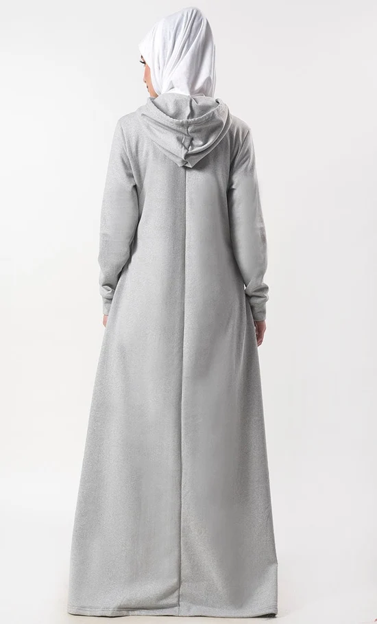 Women’s Warm Fleece Hooded Abaya with Pockets